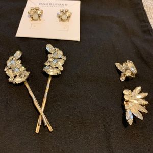 Bridal jewelry set - earrings/ear cuff/hair clips
